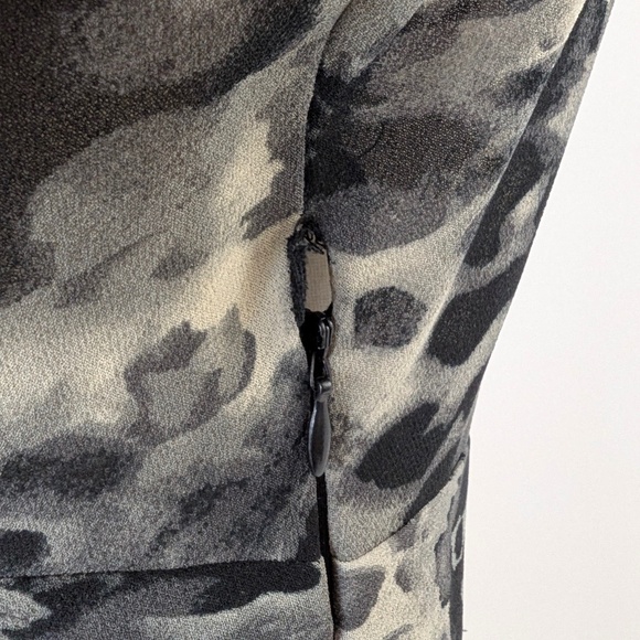 Abstract Mini Dress Sweetheart Neckline Puff Sleeves A-line Empire Waist - Picture 12 of 12